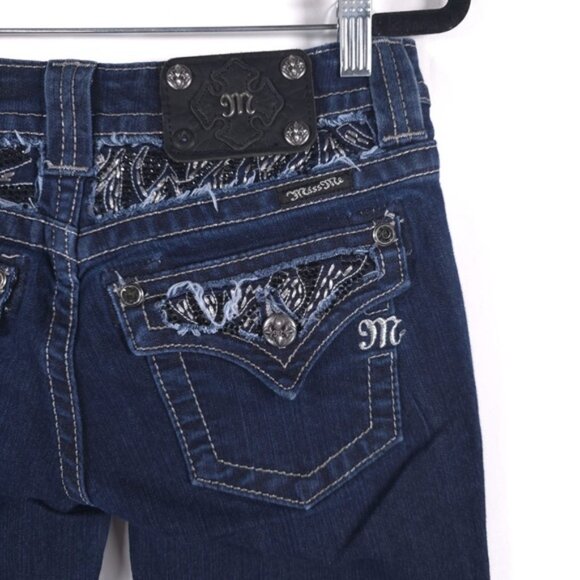 MISS ME EASY BOOT Jeans Embroidered JE5639E2R DK 52C Size 26 - Picture 12 of 14